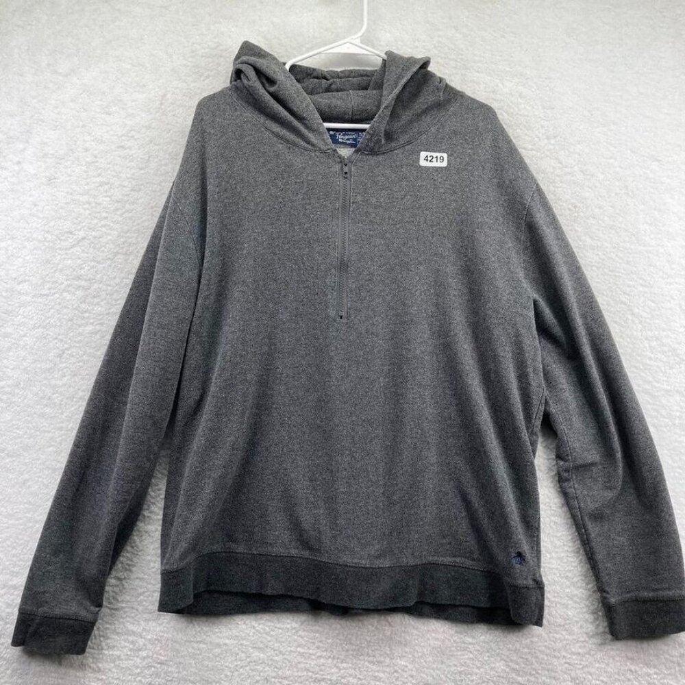 Penguin Munsingwear Mens 1/4 Zip Hoodie Size XL Dark Gray Sweatshirt Long Sleeve